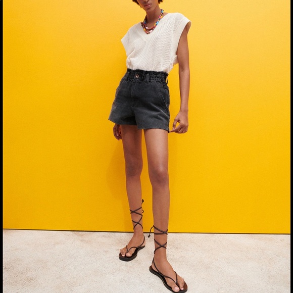 Zara Pants - Zara Black Jean Shorts Paper Bag